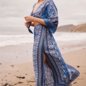 Chic Blue Patterned Swim Coverup